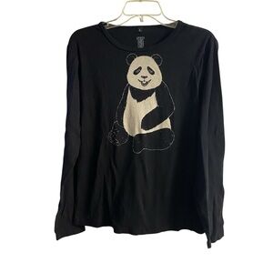 Green 3 Black Organic Cotton Tee panda bear graphic Large